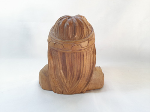 Busto Cabeza Indio Aborigen Tallada En Madera Marrón Claro (Usado)