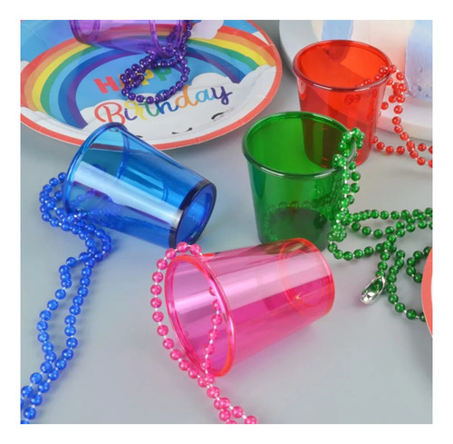 30 Collares Shot Transparente Caballito Color Vaso Tequilero Mixto