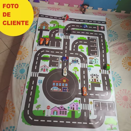 Tapete Lona Ilustrativo Pista de Corrida Brincar Carrinhos