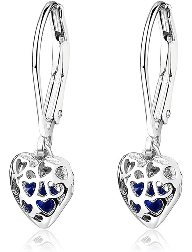 Ez Tuxedo Aretes De Plata De Ley 925 Con Dije De Corazón De 