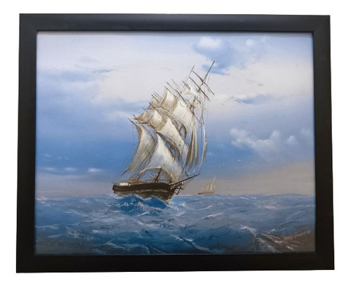 Barco Fragata Litografía Marc Adams Enmarcada 55 X 45 Cms