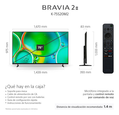 Pantalla Tv Sony Bravia 2 Dolby Atmos 4k Hdr K-75s20m2