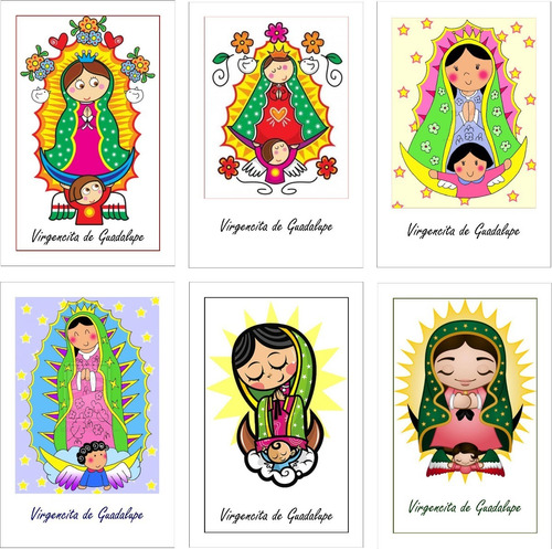 Virgencita De Guadalupe 50 Estampas Enmicadas Tarjetas