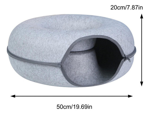 A Cama Redonda For Gatos Con TĂșnel Tipo Nido De Fieltro