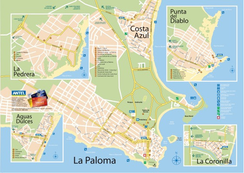 Mapa De Punta Del Diablo Y Otros - Rocha - Lámina 45x30 Cm.
