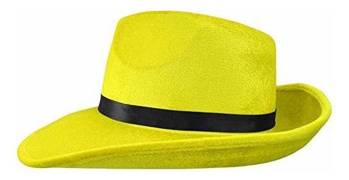 Sombreros - Nicky Bigs Mens Yellow Pop Gangster Fedora Hat H