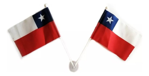 Bandera De Chile Doble Con Ventosa Para Auto Decoración