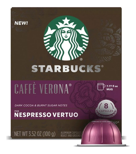 Starbucks Capsulas Nespresso Vertuo Dark Roast Verona 1 Caja