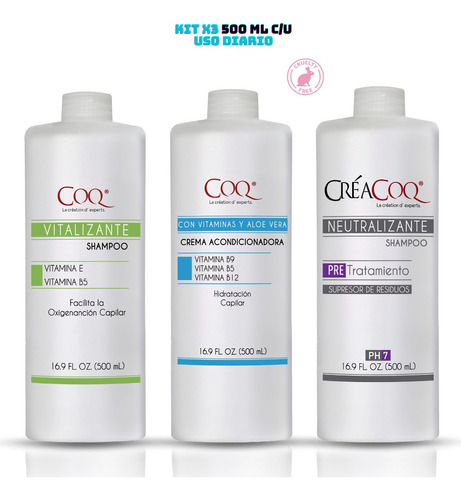 X3 Shampoo Vitalizante + Acondicionador + Neutro 500 Ml C/u