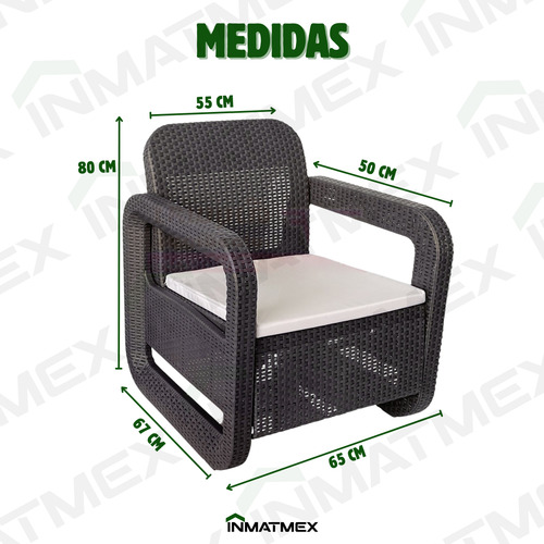 Sala Para Exterior Tipo Rattan Modelo Tulum Inmatmex Estructura Marrón oscuro