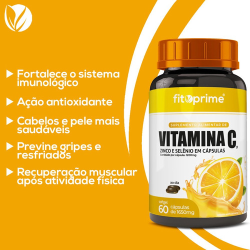 Imagem 2 de 4 de Vitamina C 1000mg + Zinco E Selênio 60 Cápsulas Fitoprime