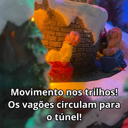 Vila Natalina Casa Do Noel Com Trem Giratório Musical E Led
