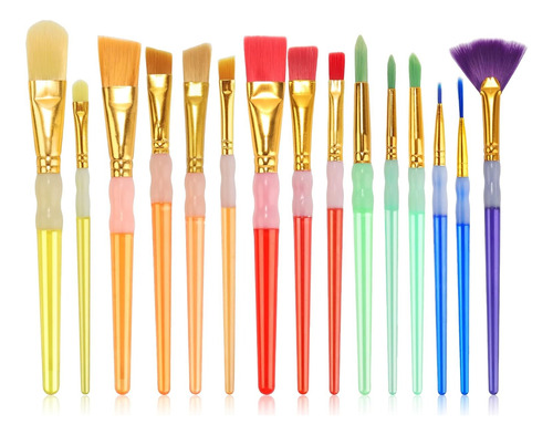 15 Tipos Diferentes De Pinceles, Pelo Colorido De Nailon Con