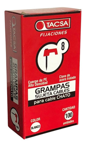 Grampas Sujeta Cable Para Cable Chato Tacsa N°8 X Caja