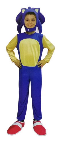 Disfraz Niño De Sonic Talla 4-6 7-10 11-14