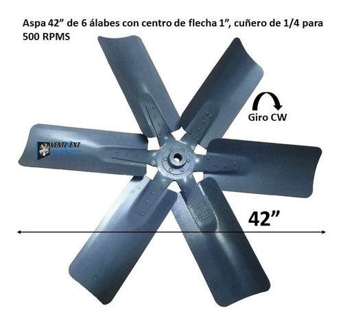 Aspa Para Extractor De 42 Con 6 Alabes Entrada De Flecha 1