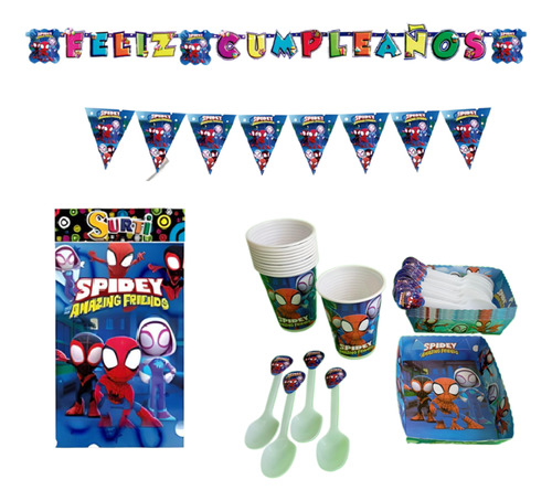 Kit Decoracion Completo Vasos+platos Spidey  24niños