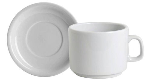 Set X6 Taza Desayuno Con Plato Verbano Recta De Porcelana