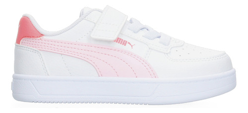 Tenis Puma Caven 2.0 Con Velcro Color Blanco Con Rosa Niña 