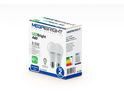 Pack X 2 Ampolleta Led A60 Clásica 9,5w/6400k E-27