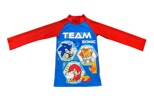 Remera Uv Malla Infantil Sonic Manga Larga Varios Talles