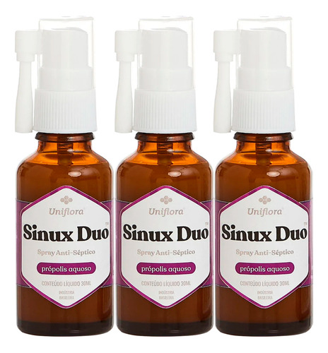 Kit 3 Própolis Aquoso Sinux Duo Uniflora 30ml