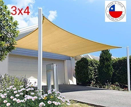 Imagen 1 de 4 de Toldo Vela 3x4 Quita Sol+ Kit De Instalación Hecho En Chile