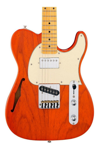 Guitarra eléctrica G&L Tribute ASAT Classic single-cutaway de fresno clear orange con diapasón de arce