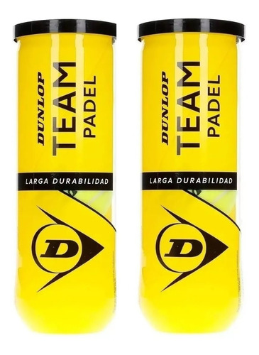 Tubo Pelotas X2 Dunlop® Tenis Team Padel 6 Pelotas