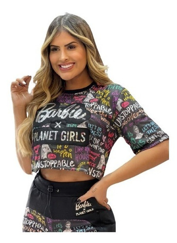 Imagem 1 de 3 de Cropped Estampado Letreiro Barbie X Planet Girls