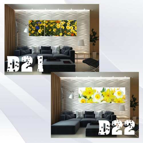 Tríptico Decorativo Flores En Marcado Madera Mdf 9mm