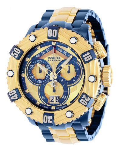 Relógio masculino Invicta 36630 em ouro, azul escuro