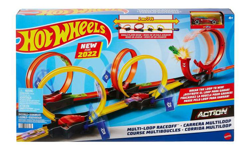  Hot Wheels Multi-Loop Race Off cor laranja/amarelo/vermelho - 1 peças