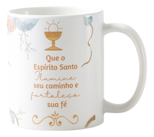 Caneca Cerâmica Crismando 325ml Presente Crisma Católica Cor Branco Lembrança Crisma