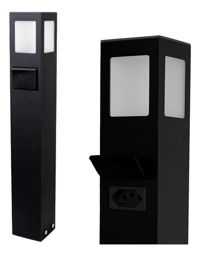 Poste Balizador Com Tomada Para Jardim Led E27 Preto