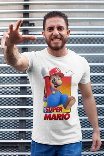 Camiseta Blanca De Super Mario Estampada