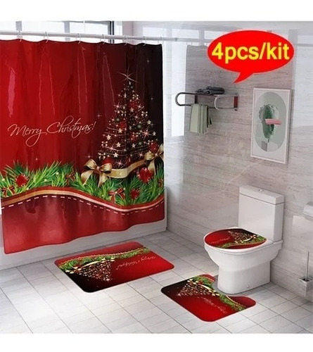 Cortinas De Ducha Decoradas En Navidad Para Baño, 4