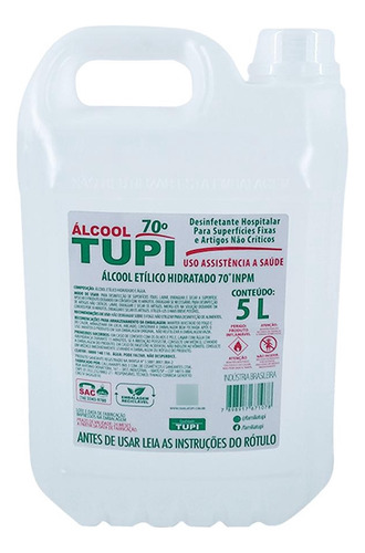 Álcool 70º Inpm Antisséptico 5 Litros Fragrância Neutro