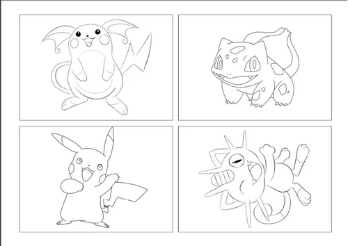 Kit 50 Desenhos Para Colorir Infantil Folha A4 Pokemon Anime em