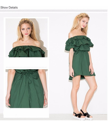Vestido Corto Importado Volados Mujer Algodón Fiesta 28%off