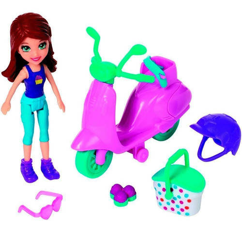 Mattel Polly Pocket Muñeca Lila Picnic Adventure Scooter