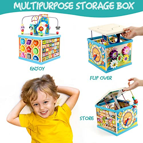 Cubo De Actividades De Madera Qilay Para Niños Pequeños De 3