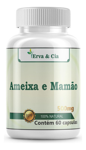 Ameixa E Mamão 100% Puro E Natural 60 Cápsulas 1 Frasco