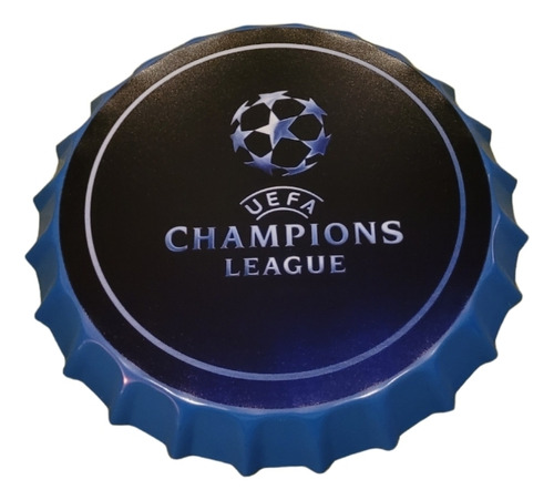Cartel Metaico Forma De Tapa 35 Cm Champions League 