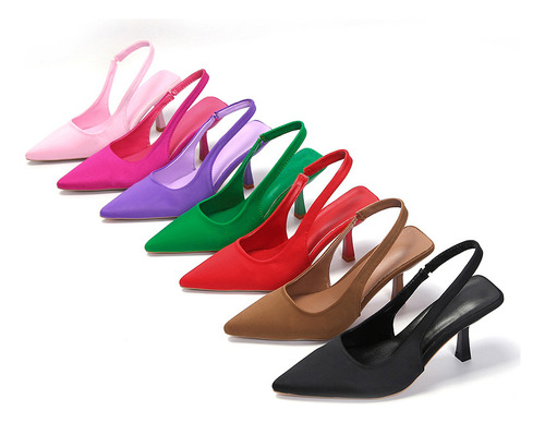 Sandalias Elegantes De Tacón Alto Con Punta Puntiaguda