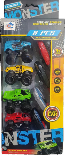 Juguetes Niño Carro Moster Pack 4und Con Lanzador