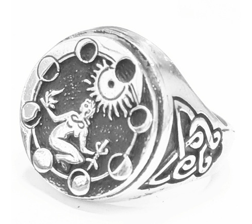 Anillo Wicca Fases De La Luna Y Diosa Plata 14 Gr Art 1401