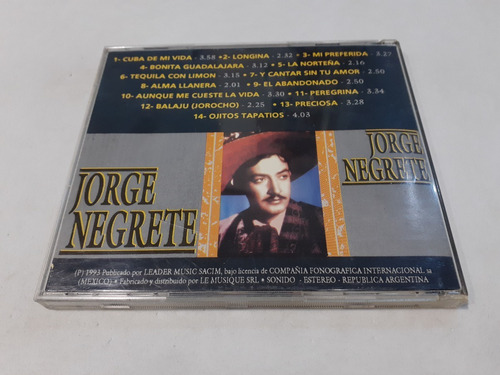 14 Éxitos En Vivo, Jorge Negrete - Cd 1993 Nacional Nm 9/10 (Usado)