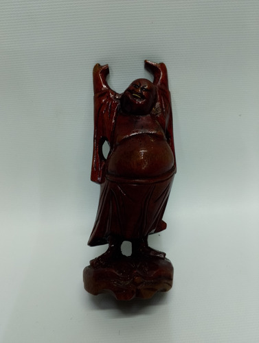 Escultura Pequeña De Buda En Madera Nogal 