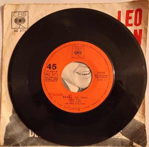 Imagen 3 de 4 de Vinilo Single De Leo Dan Marisa (w170